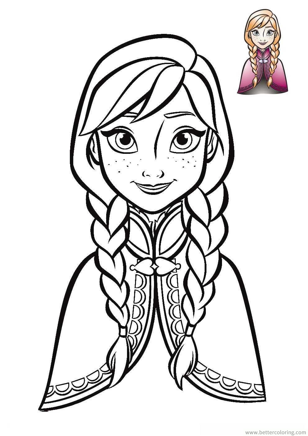 Disney Anna Frozen Face 2018 Coloring Pages Printable for Kids Free