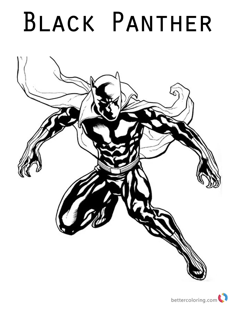 Movie Black Panther Coloring Pages Jumping To Fight Free Printable Coloring Pages