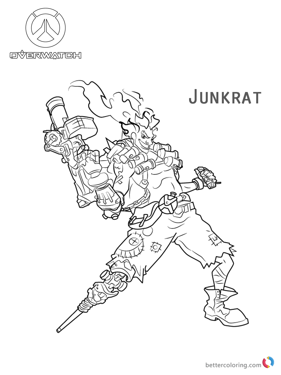 Junkrat From Overwatch Coloring Pages Free Printable Coloring Pages