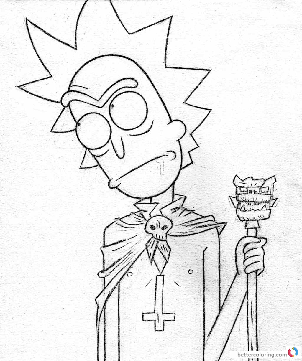 Rick Niccals from Rick And Morty Coloring Pages - Free Printable