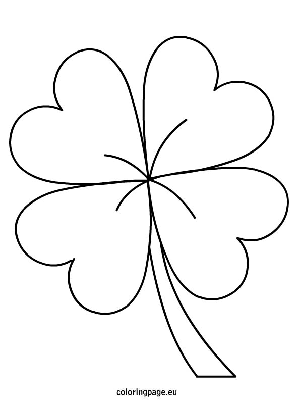 Four Leaf Clover St Patric Day Coloring Pages - Free Printable Coloring
