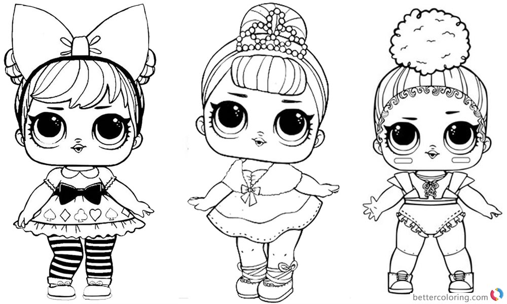 LOL Coloring Pages three dolls - Free Printable Coloring Pages