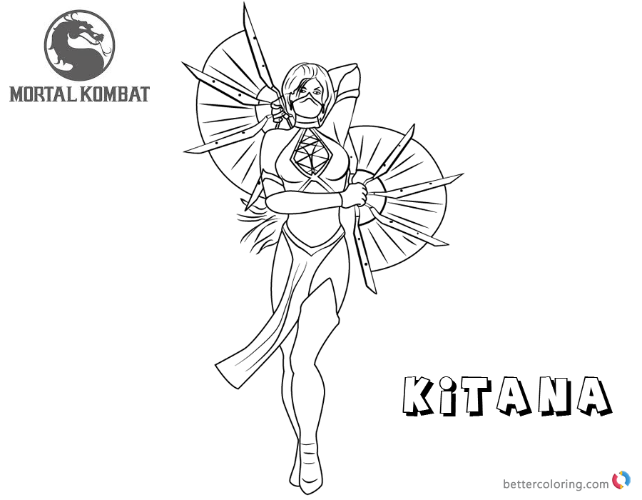 Kitana From Mortal Kombat Coloring Page To Print Online Sketch Coloring