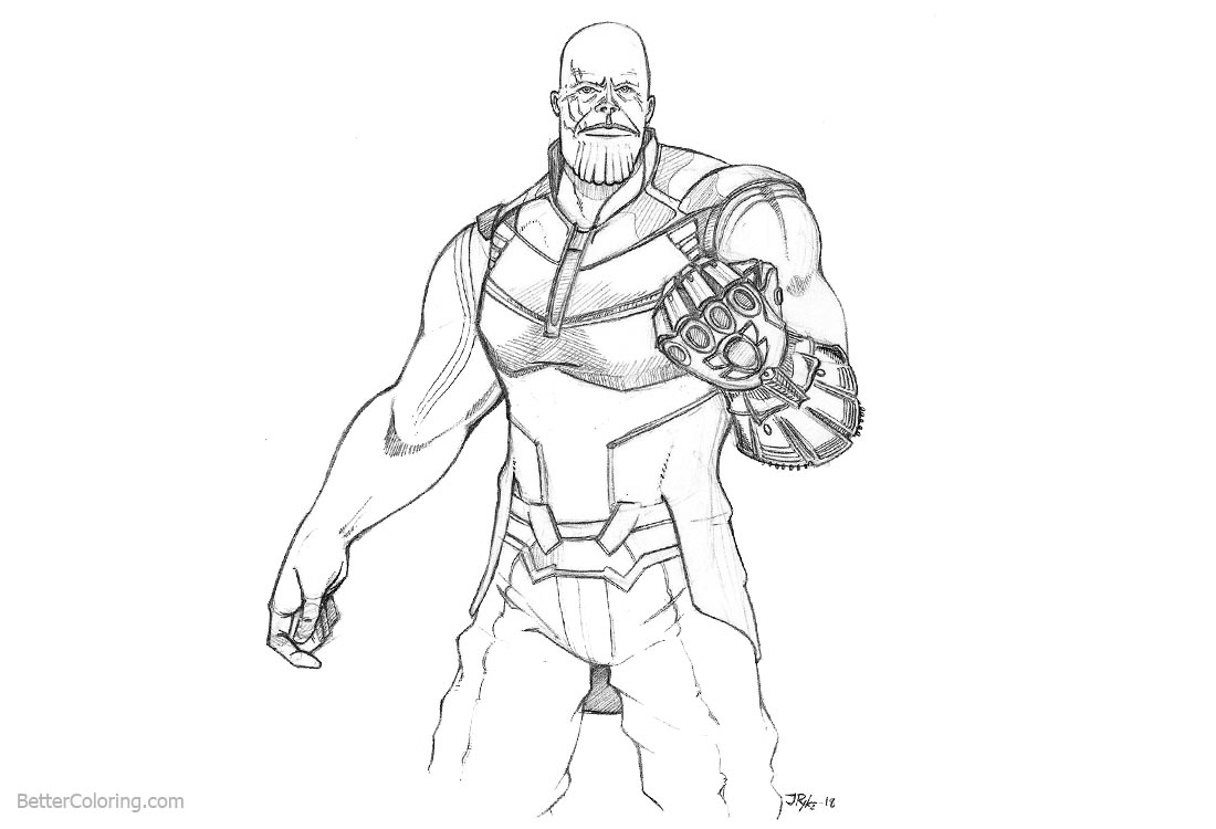 Avengers Infinity War Coloring Pages Thanos Fanart - Free Printable
