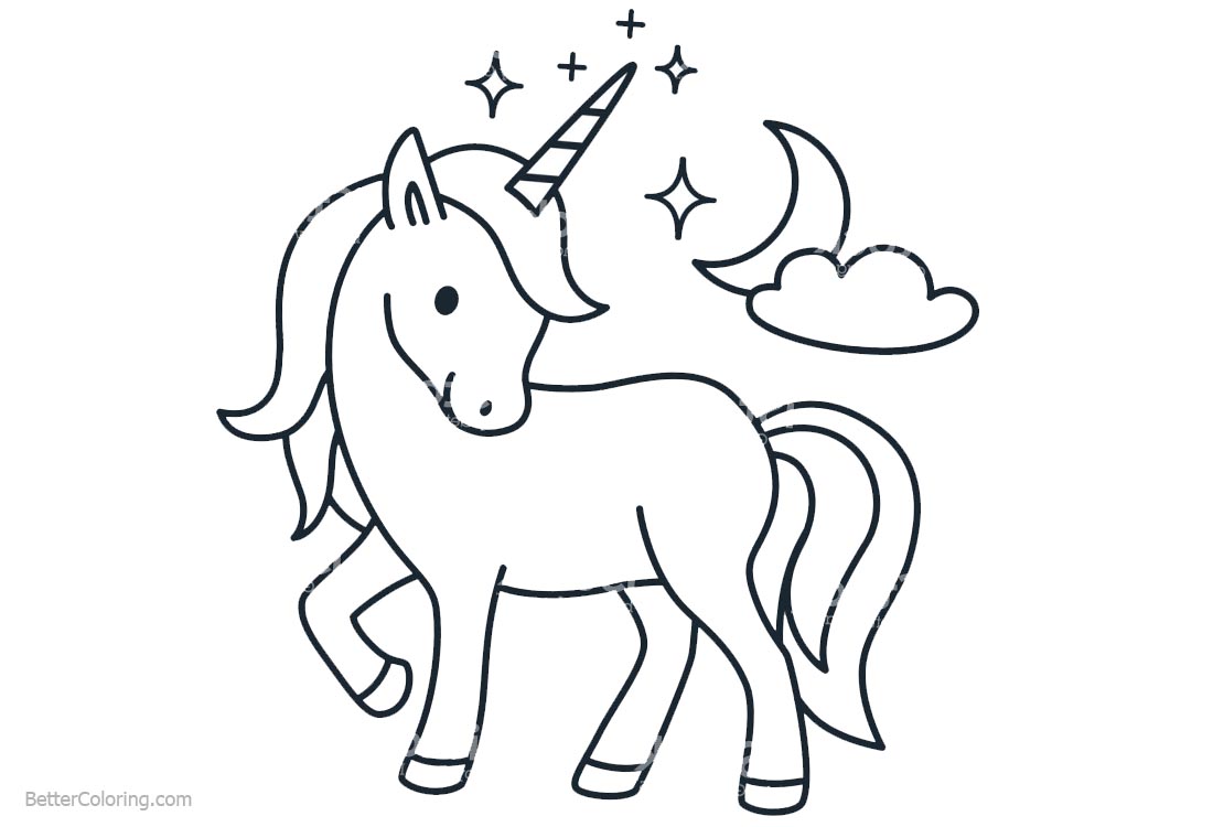 Cartoon Chibi Unicorn Coloring Pages - Free Printable Coloring Pages
