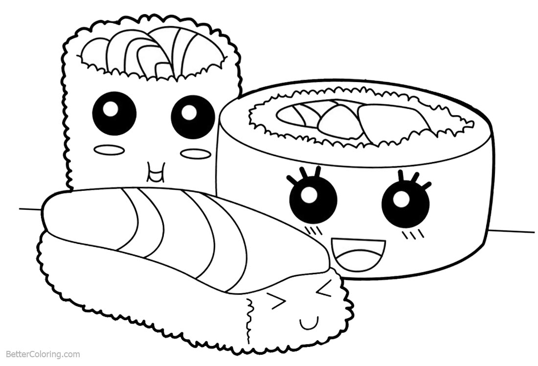 Cute Food Coloring Pages Sushi Free Printable Coloring Pages