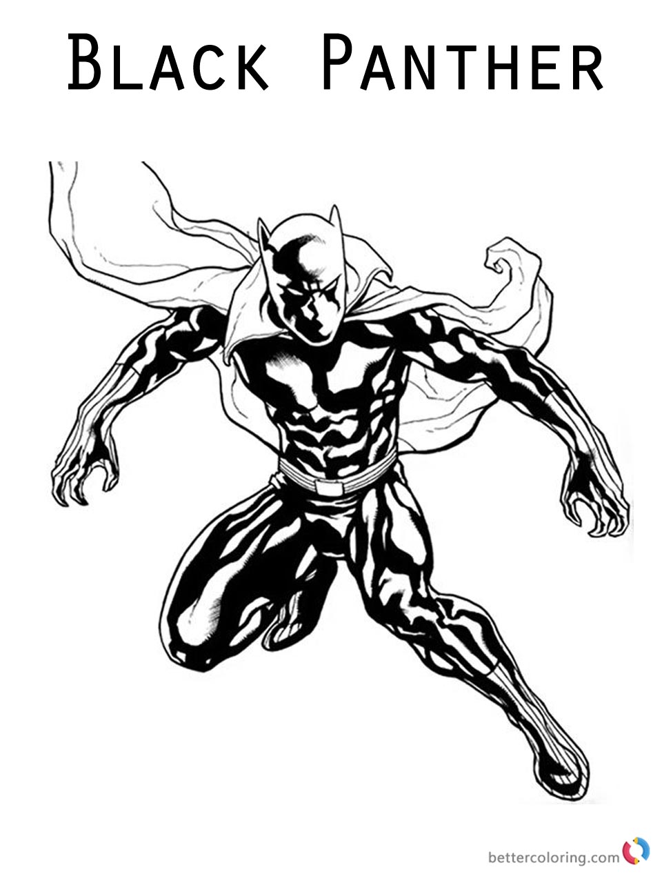 Movie Black Panther Coloring Pages Jumping to Fight Free Printable