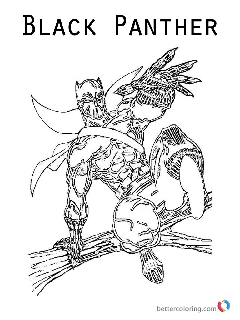 Black Panther from Marvel movie Coloring Pages Free