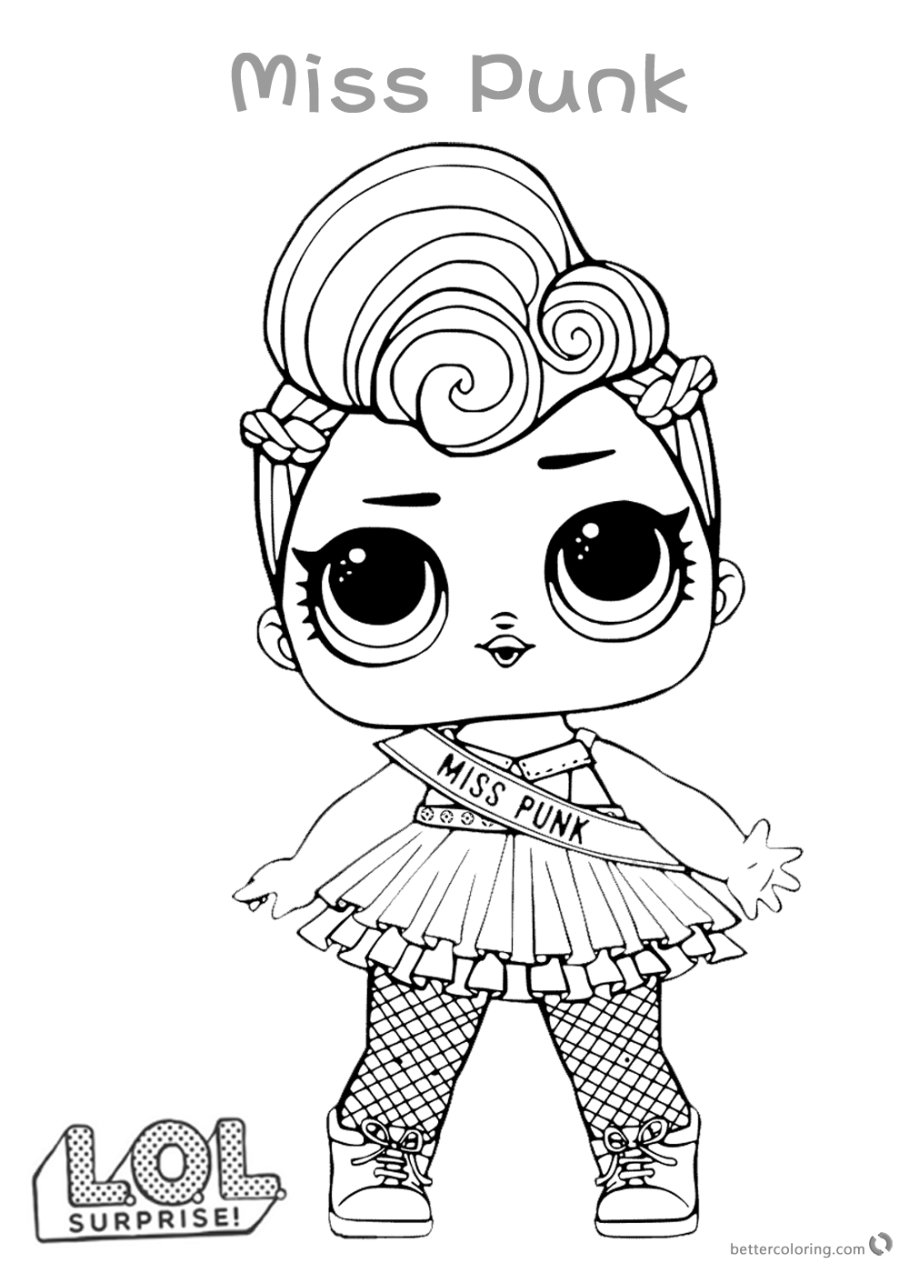 cute lol surprise doll coloring pages series 2 miss punk free
