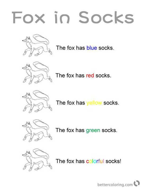 Colorful Fox in Socks Printable