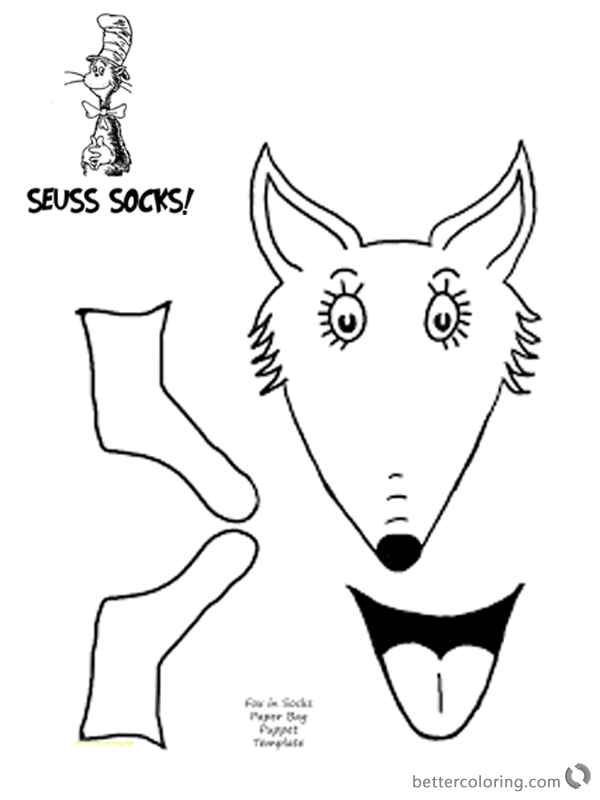 Fox in Socks by Dr Seuss Coloring Pages Bag DIY - Free Printable ...