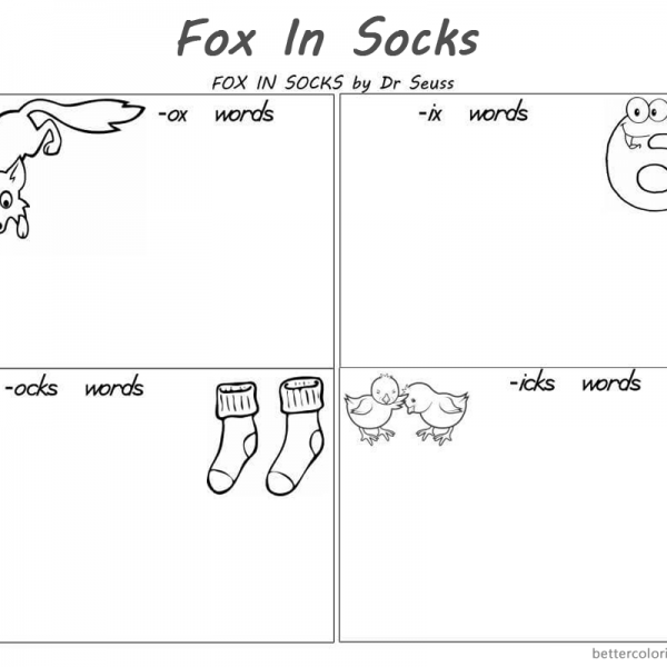 Dr Seuss Fox in Socks Coloring Pages Designer Socks - Free Printable