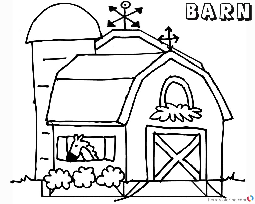 Barn Coloring Pages horse in the barn Free Printable Coloring Pages