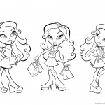 Bratz Coloring Pages Three Girl Dolls Colouring Sheet