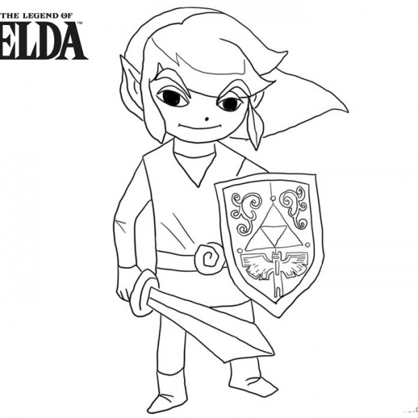 Legend of Zelda Coloring Pages Chibi Link with Heart - Free Printable
