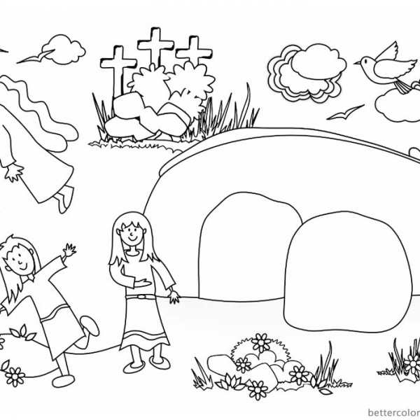 He has Risen Coloring Pages Empty Tomb - Free Printable Coloring Pages
