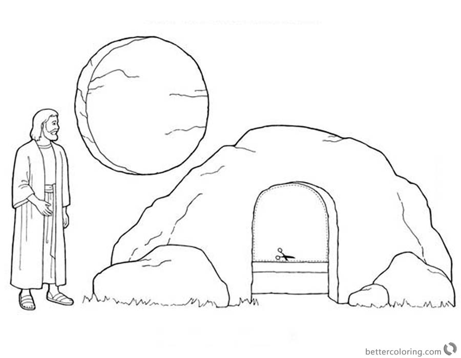 Empty Tomb Cloring Pages Jesus is Risen Easter Coloring