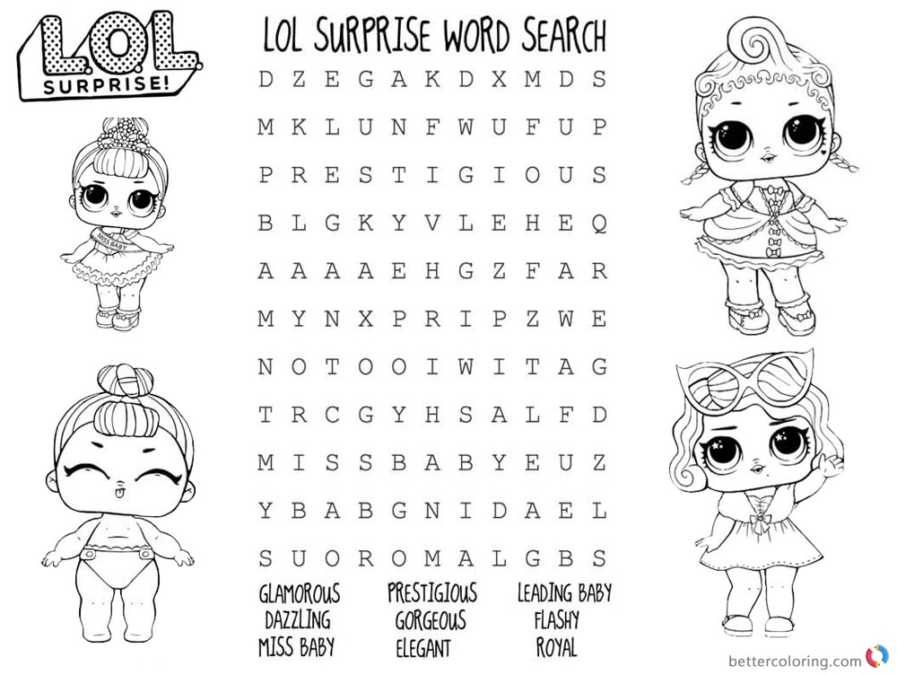 LOL Coloring Pages Activity Worksheet Word Search Free Printable Coloring Pages