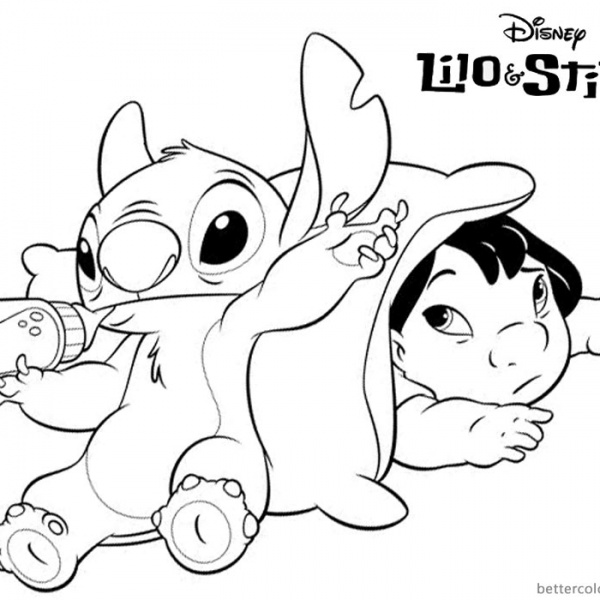 Lilo and Stitch Coloring Pages Lilo kissing Stitch - Free Printable ...