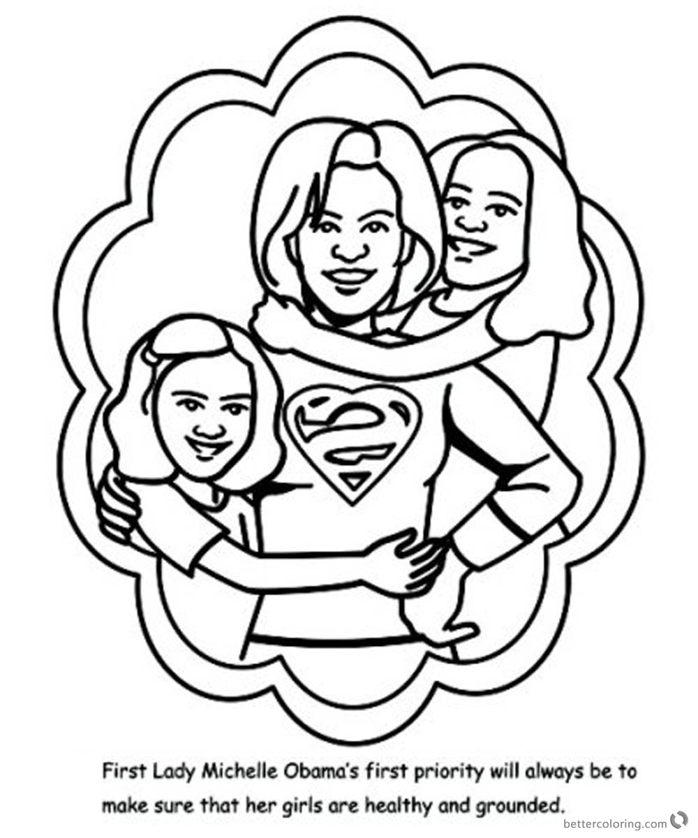 Michelle Obama Coloring Page Coloring Pages