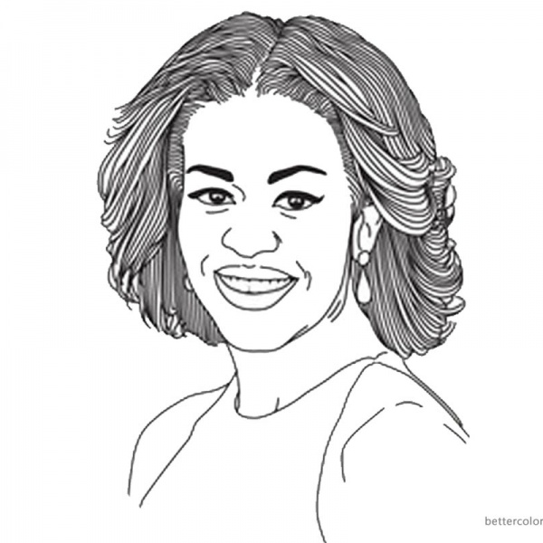 Michelle Obama Coloring Page Graceful Lady - Free Printable Coloring Pages