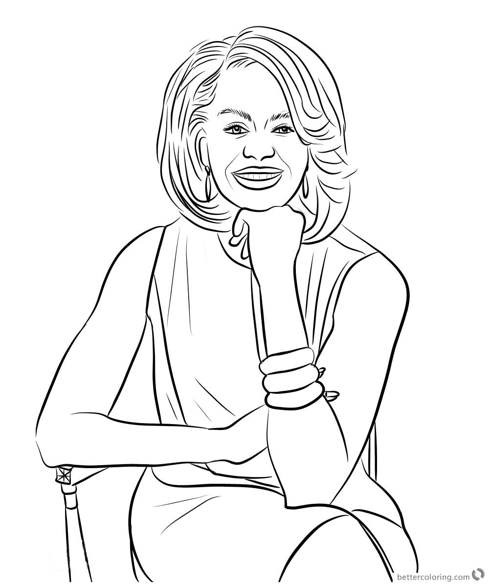 michelle-obama-coloring-page-sitting-on-a-chair-free-printable