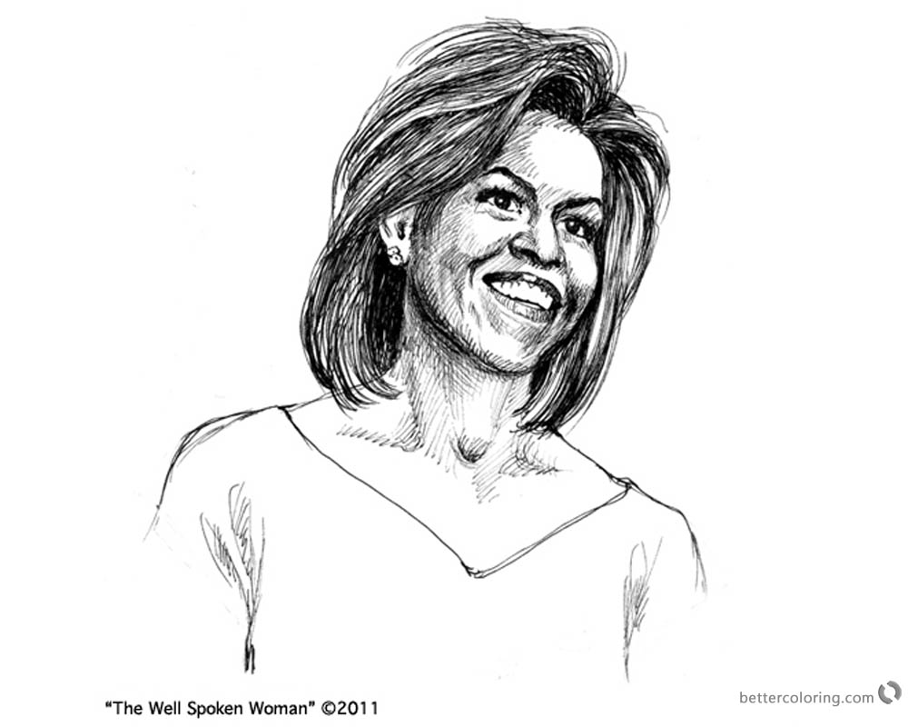 Michelle Obama Coloring Pages The Well Spoken Woman - Free Printable ...