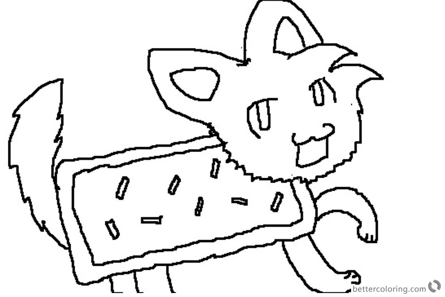 Nyan Cat Coloring Pages cute fan drawing picture - Free Printable