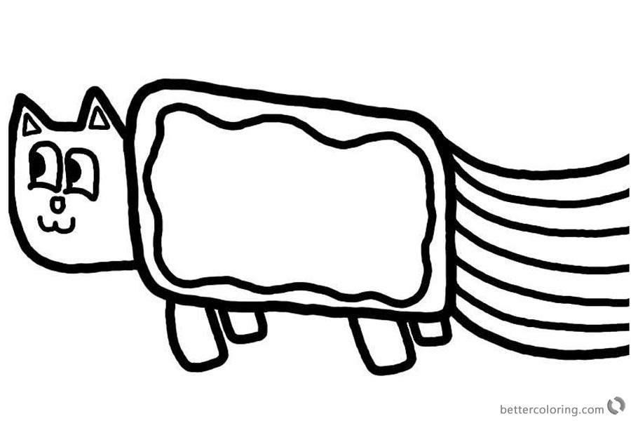 Nyan Cat  Coloring  pages  Simple  for Kids Free  Printable 