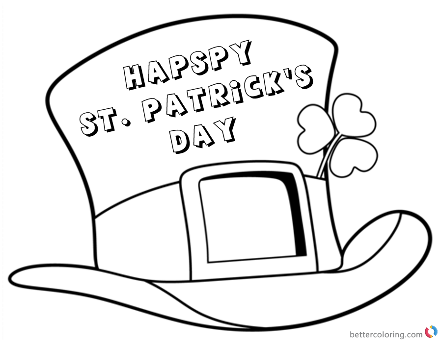 St Patrick Day shamrock coloring pages top hat - Free Printable ...