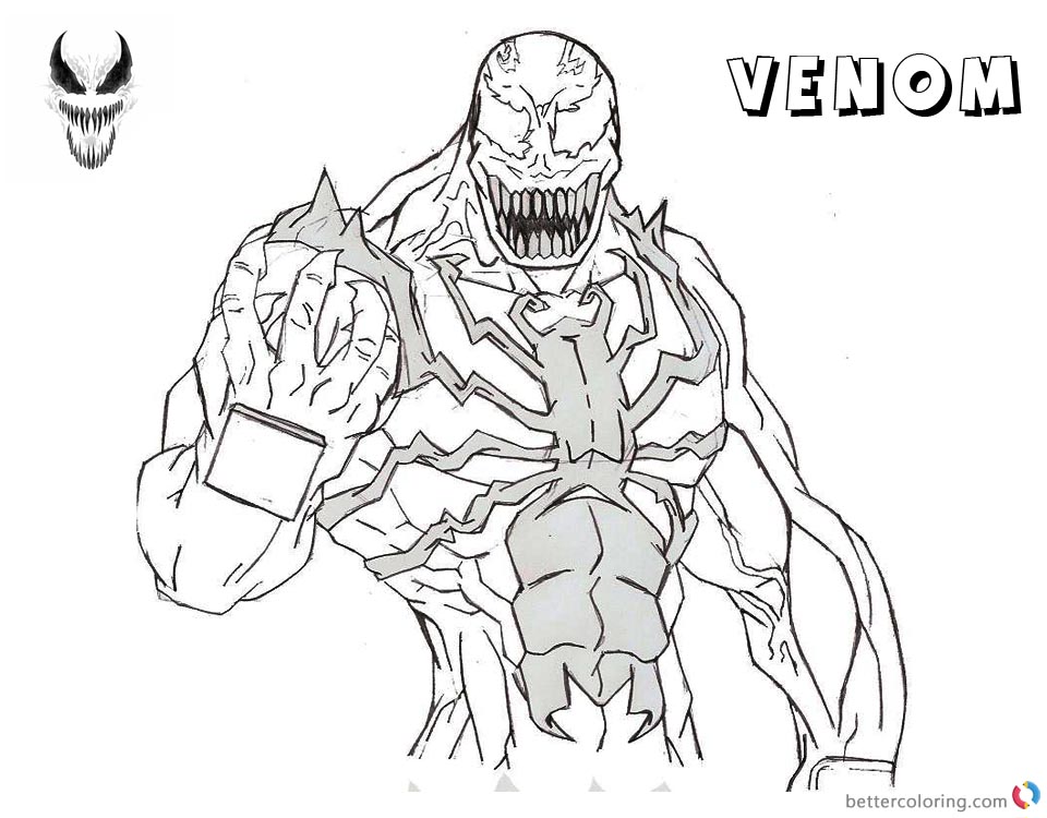 Venom Coloring Pages Lineart Drawing by noname37 - Free