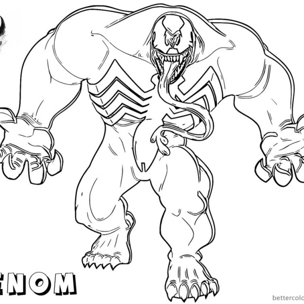 Venom Coloring Pages Black and White Lineart by deviantyurai - Free ...