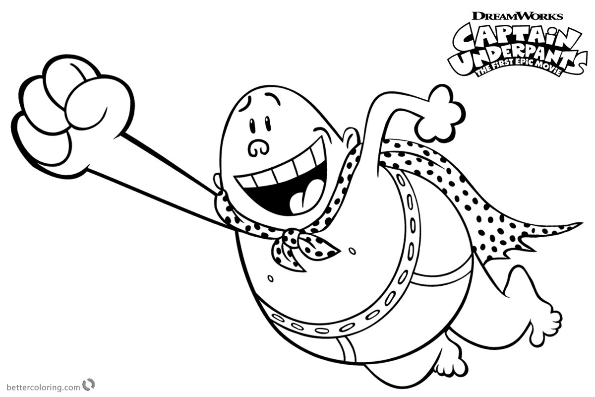 Captain Underpants Coloring Pages Flying Free Printable Coloring Pages