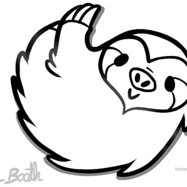 Sloth Coloring Pages Heart Sticker Template - Free Printable Coloring Pages