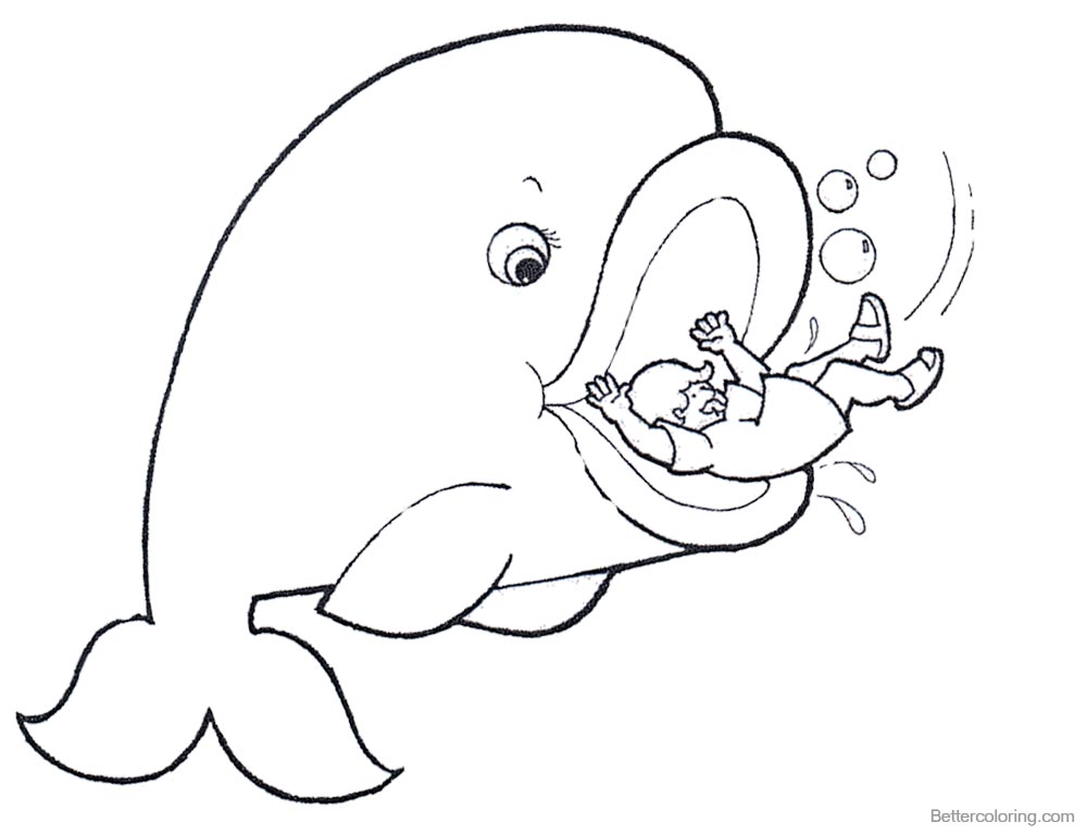 Jonah And The Whale Coloring Pages Cartoon Drawing Free Printable 