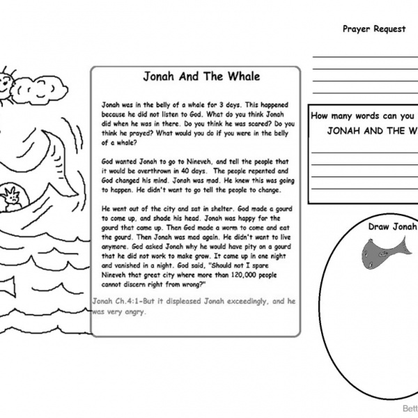 Jonah And The Whale Activity Sheets