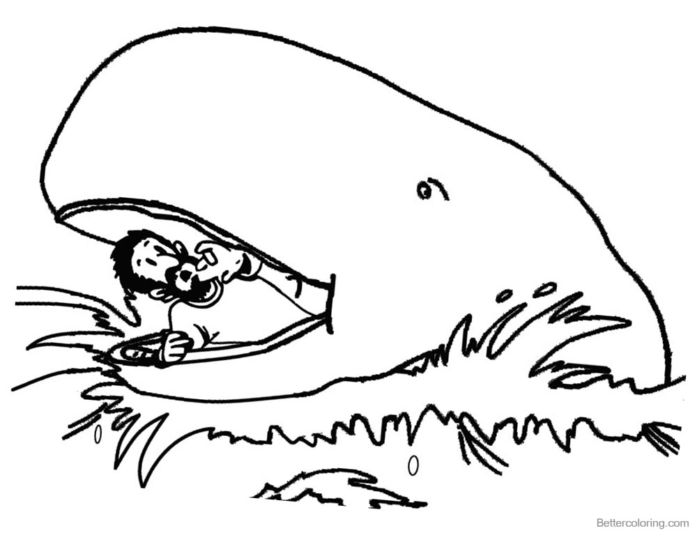 Jonah And The Whale Coloring Pages The Story Picture - Free Printable ...