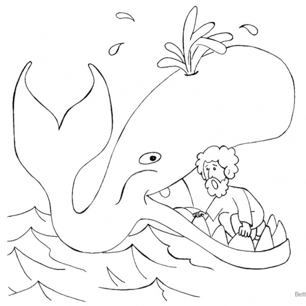 Jonah And The Whale Coloring Pages Jonah in Whale’s Mouth - Free ...