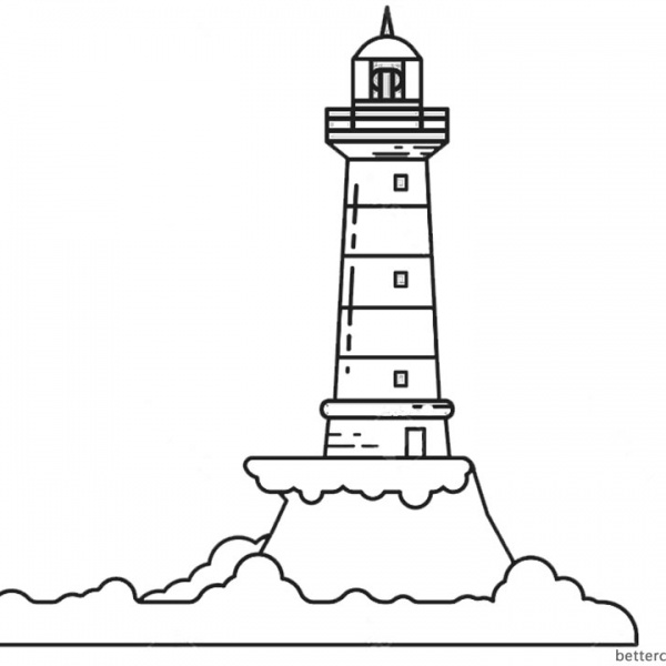 Coloring Pages of Lighthouse Lineart - Free Printable Coloring Pages