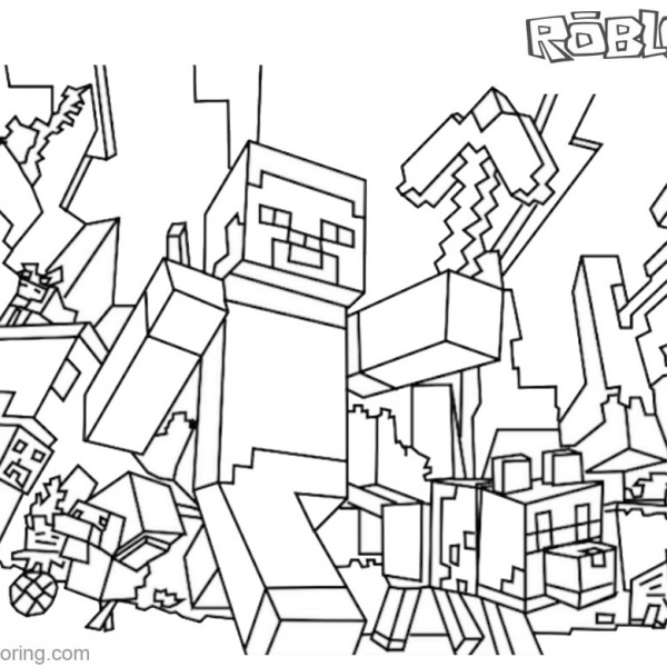 Roblox Minecraft Coloring Pages House and Farm Animal - Free Printable ...