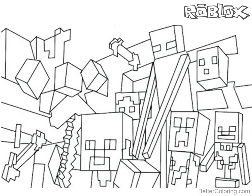 Minecraft of Roblox Coloring Pages Characters and Logo - Free Printable ...