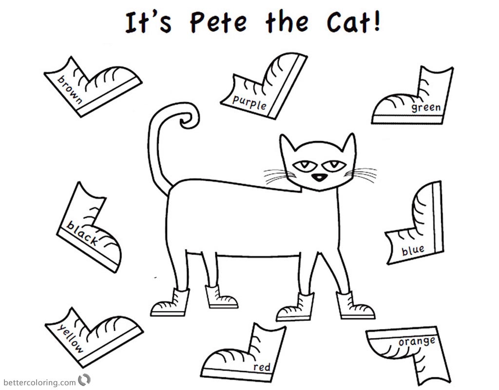 Pete The Cat Coloring Pages Color Eight Shoes Free Printable Coloring 