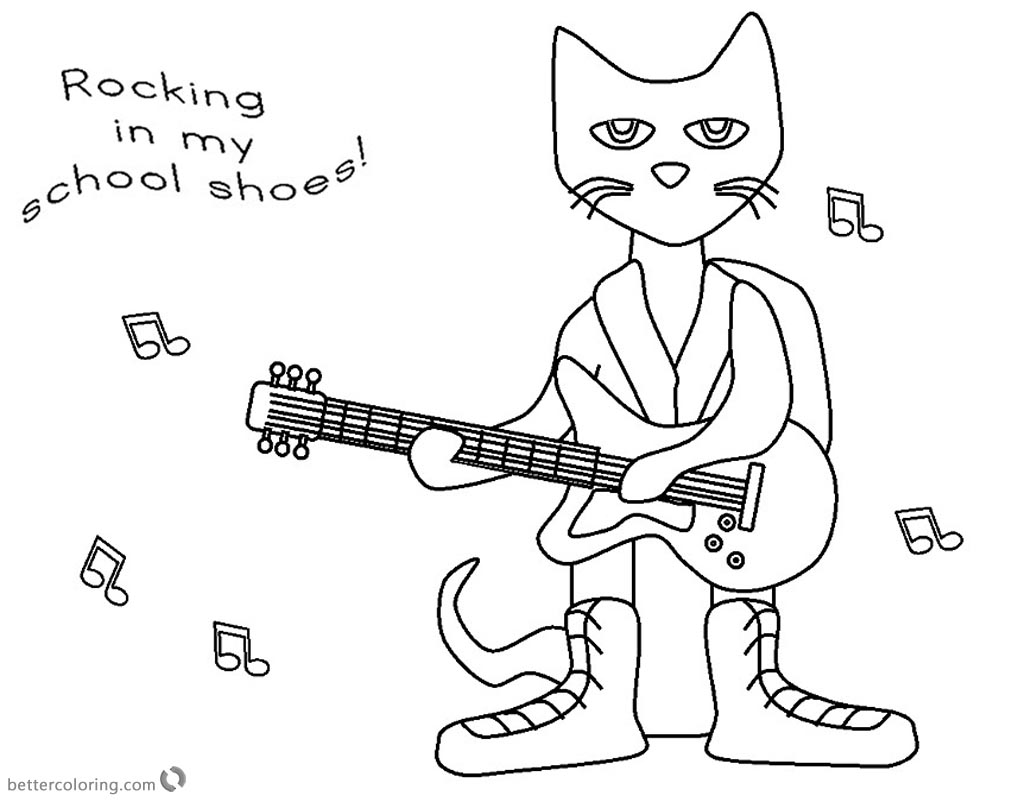 Pete The Cat Rocking In My School Shoes Coloring Pages Coloring Pages