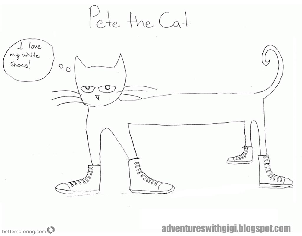 Pete the Cat Coloring Pages White Shoes Fan Art - Free Printable ...