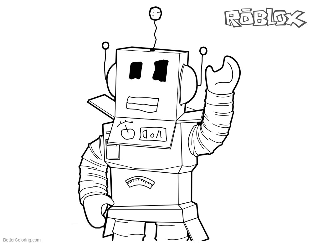 Roblox Coloring Pages Robot Line Art - Free Printable Coloring Pages