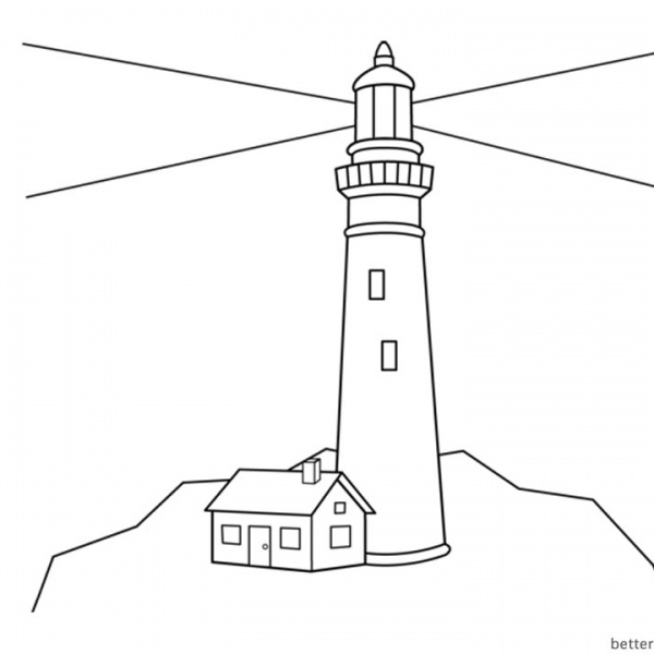 Lighthouse Coloring Pages Lineart Black and White - Free Printable ...