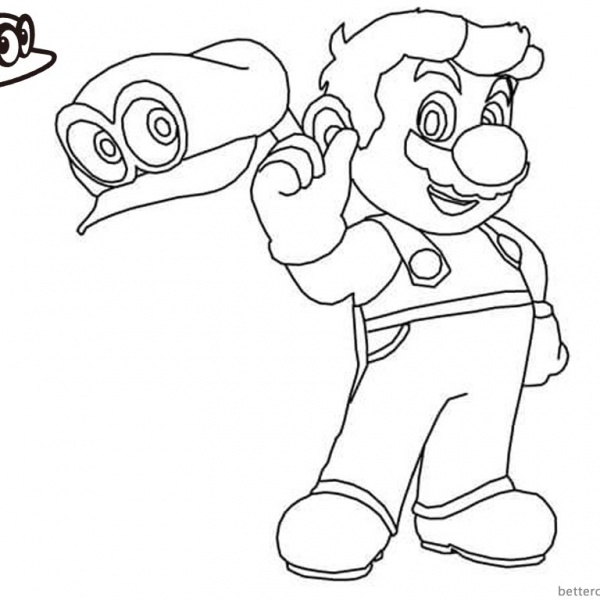 Super Mario Odyssey Coloring Pages Hat - Free Printable Coloring Pages