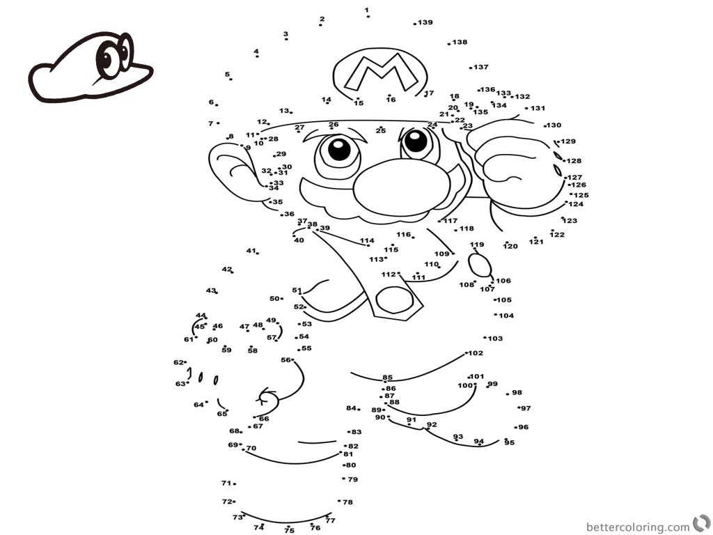 super mario odyssey coloring pages dot to dot free printable coloring
