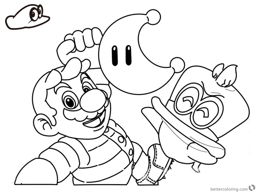 Super Mario Odyssey Coloring Pages Line Drawing Free Printable 