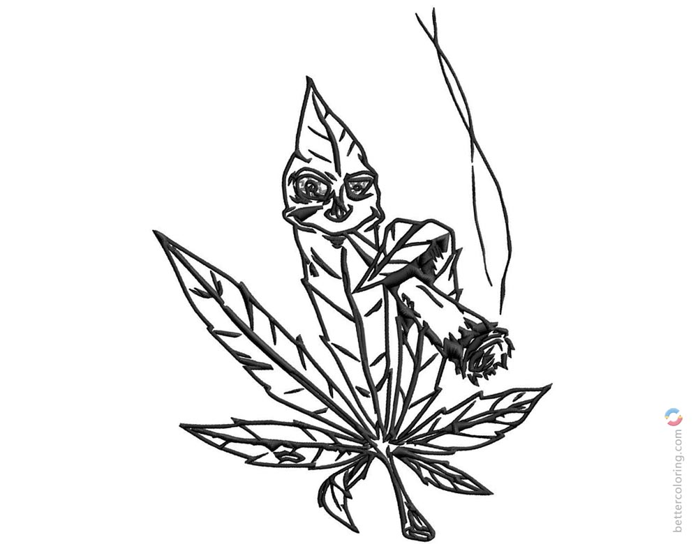 Cartoon Marijuana Leaf Coloring Pages